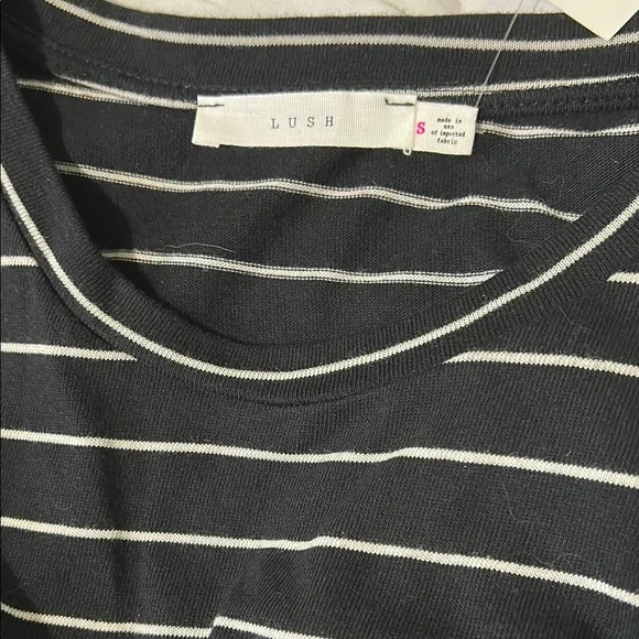 Lush  Black and Ivory Striped Sleeveless Knit Dress - Picture 7 of 10